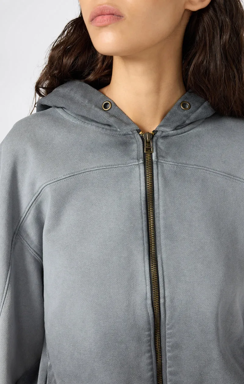 Women’s Washed Full Zip Heavyweight Sweatshirt Hoodie Time Capsule