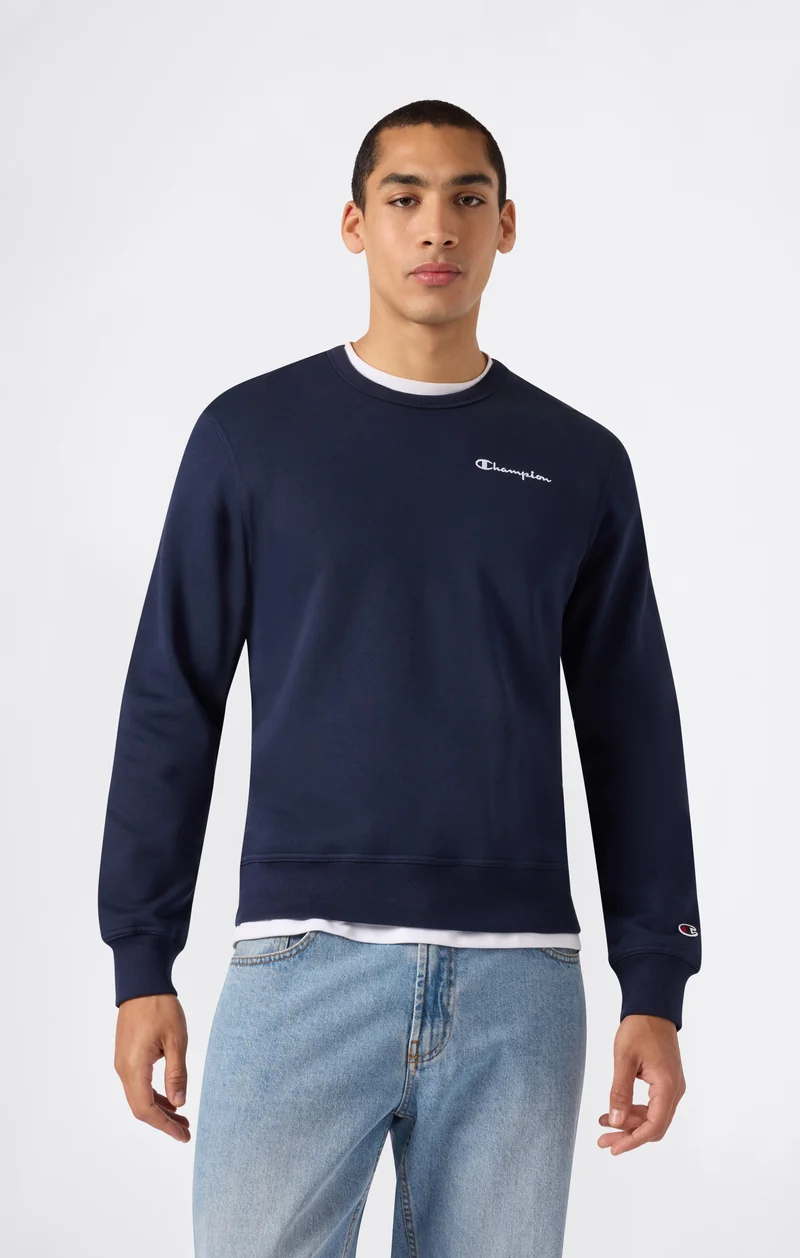 Men’s Fleece Crewneck Sweatshirt with Small Embroidered Logo Icons