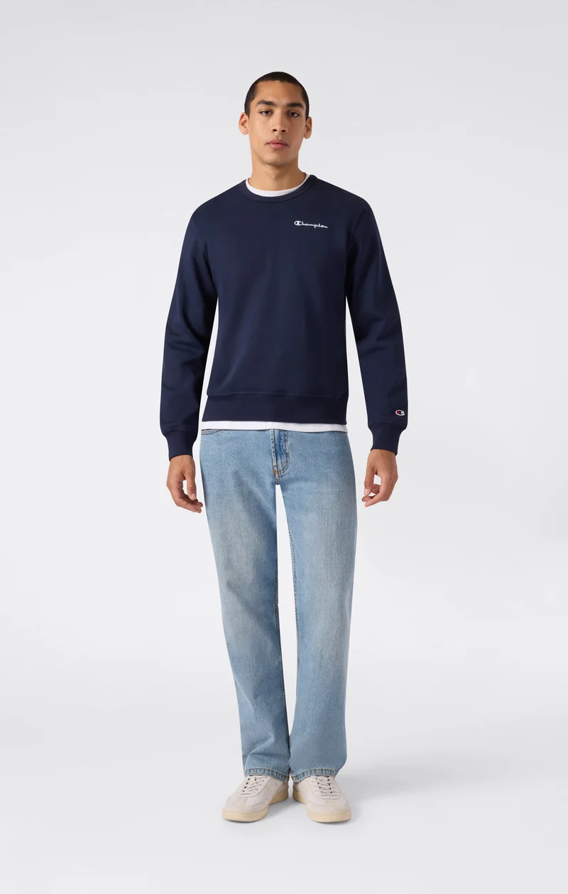 Men’s Fleece Crewneck Sweatshirt with Small Embroidered Logo Icons