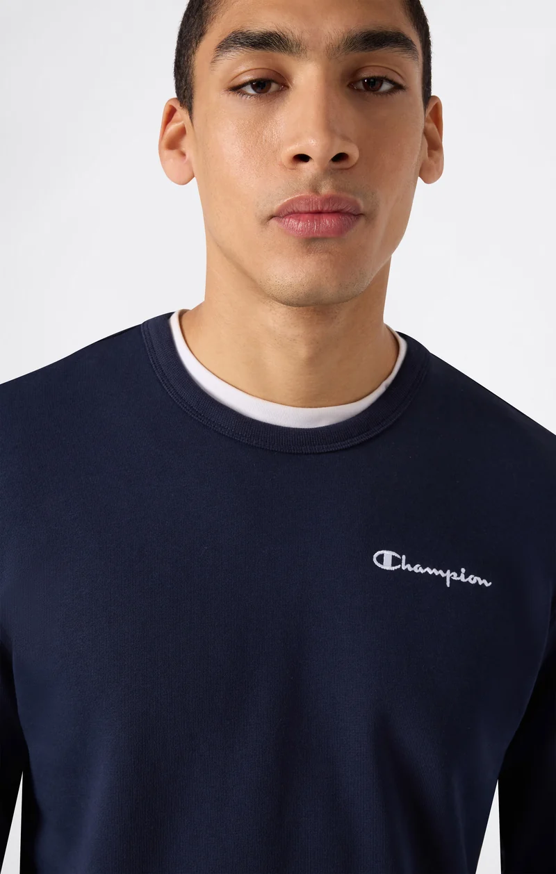 Men’s Fleece Crewneck Sweatshirt with Small Embroidered Logo Icons
