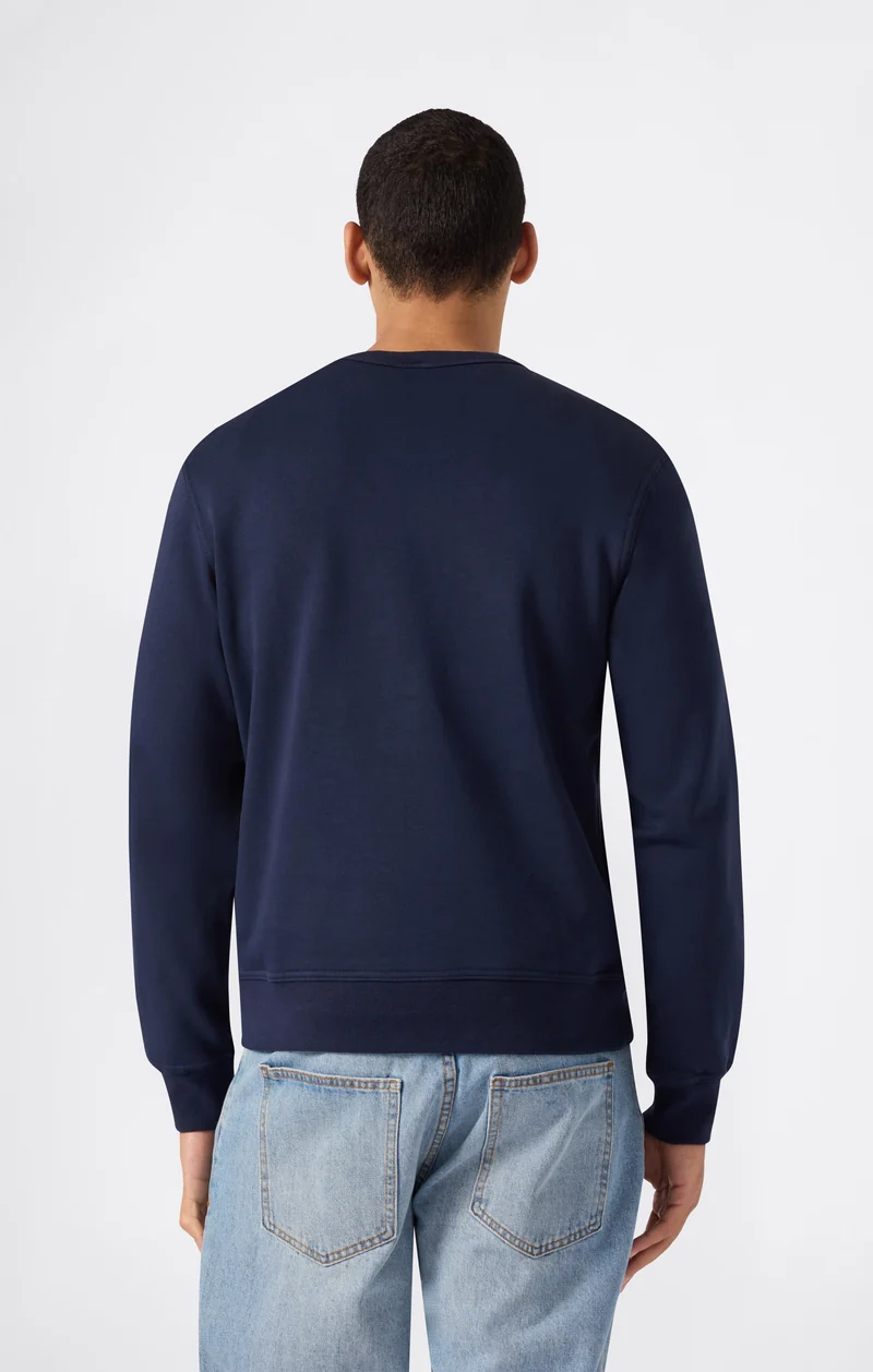 Men’s Fleece Crewneck Sweatshirt with Small Embroidered Logo Icons