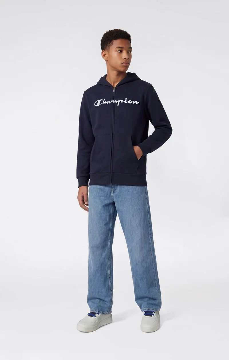 Boys' Fleece Full Zip Hoodie Script Logo