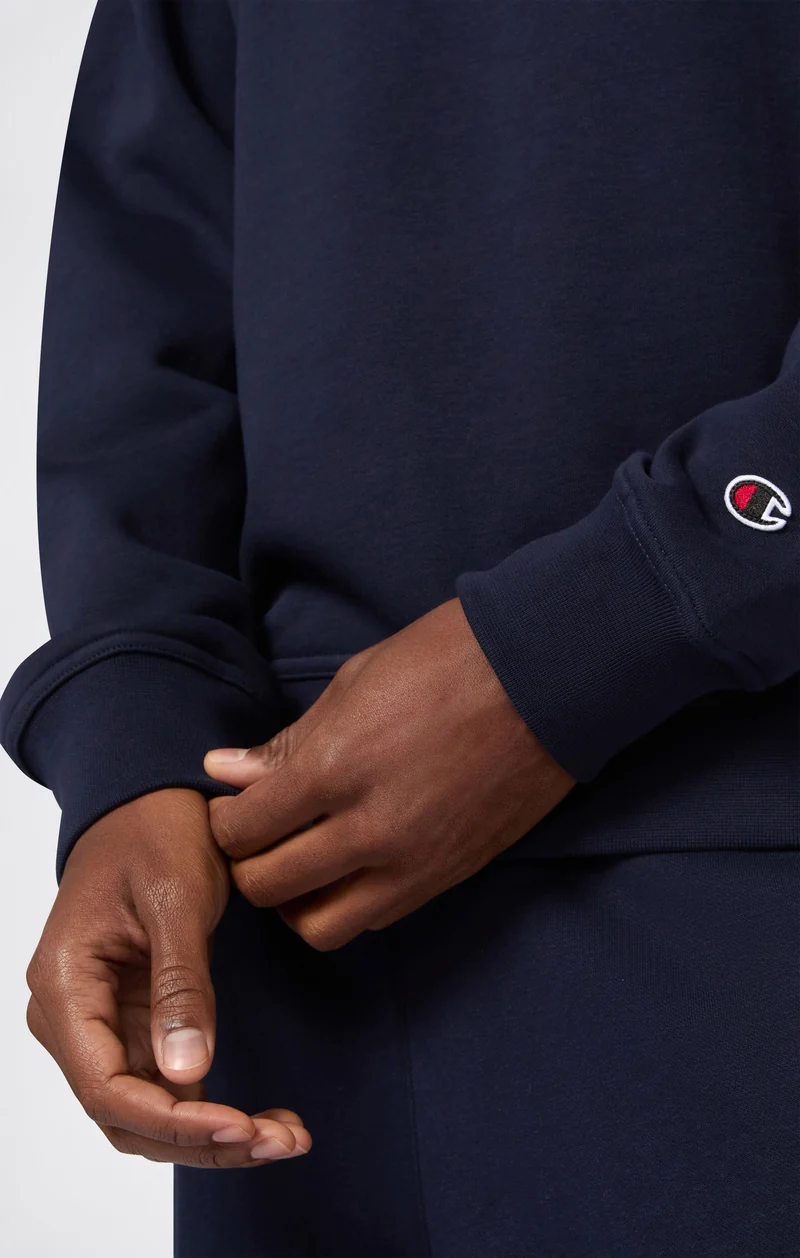 Men’s Fleece Crewneck Sweatshirt with Big Embroidered Logo Icons