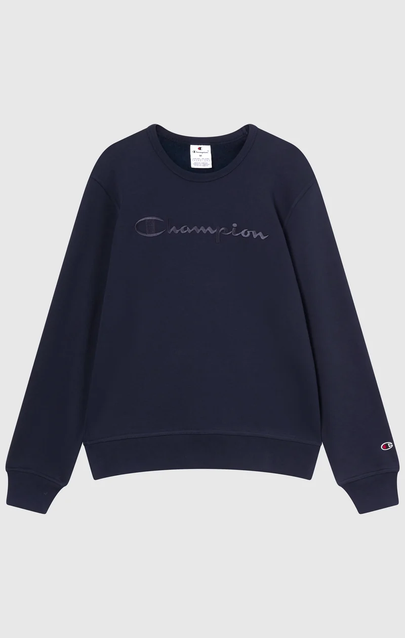 Men’s Fleece Crewneck Sweatshirt with Big Embroidered Logo Icons