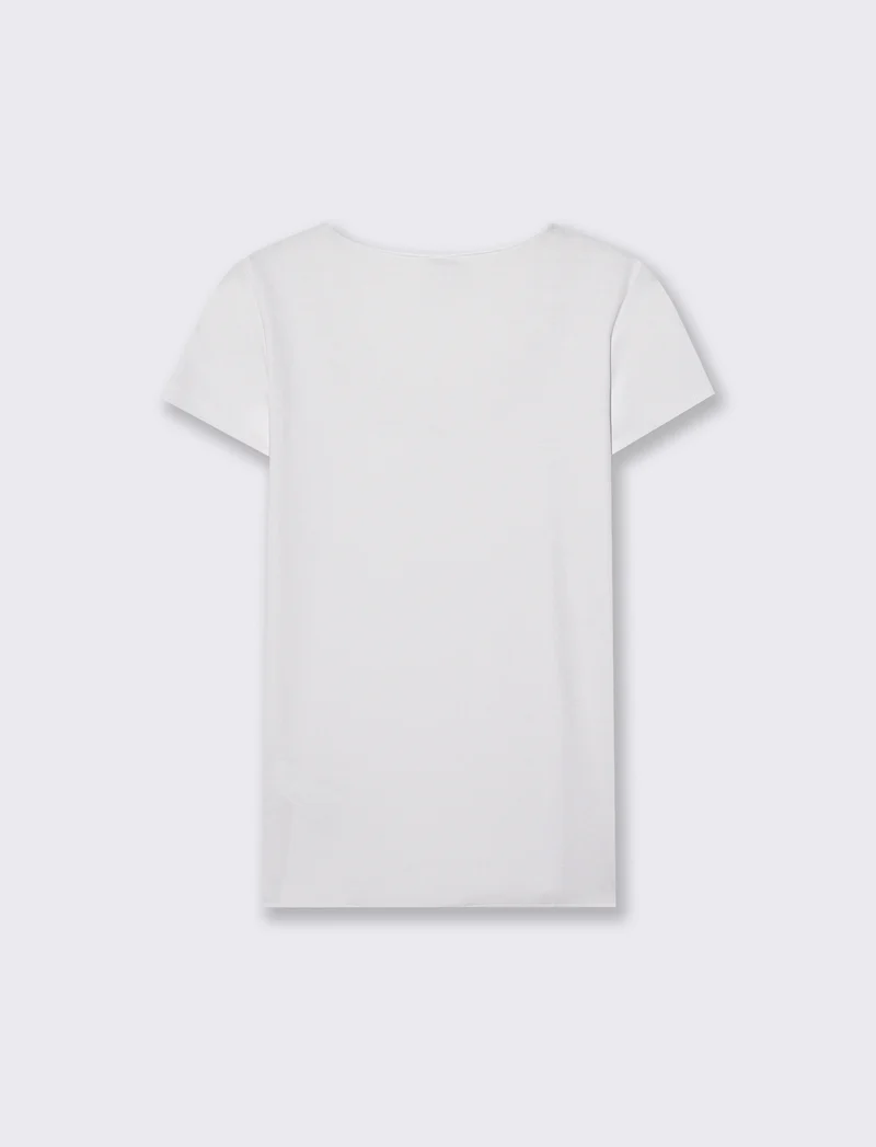 T-shirt manica corta con scollo incrociato - Bianco