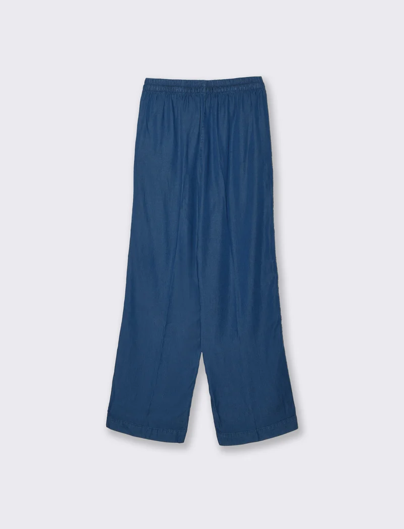 Pantalone Culotte in Lyocell con Coulisse - DENIM SCURO