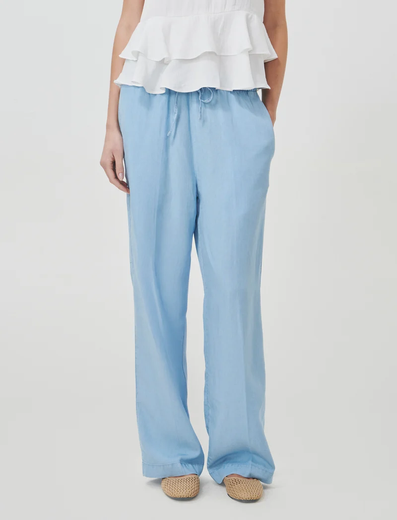 Pantalone Culotte in Lyocell con Coulisse - Denim