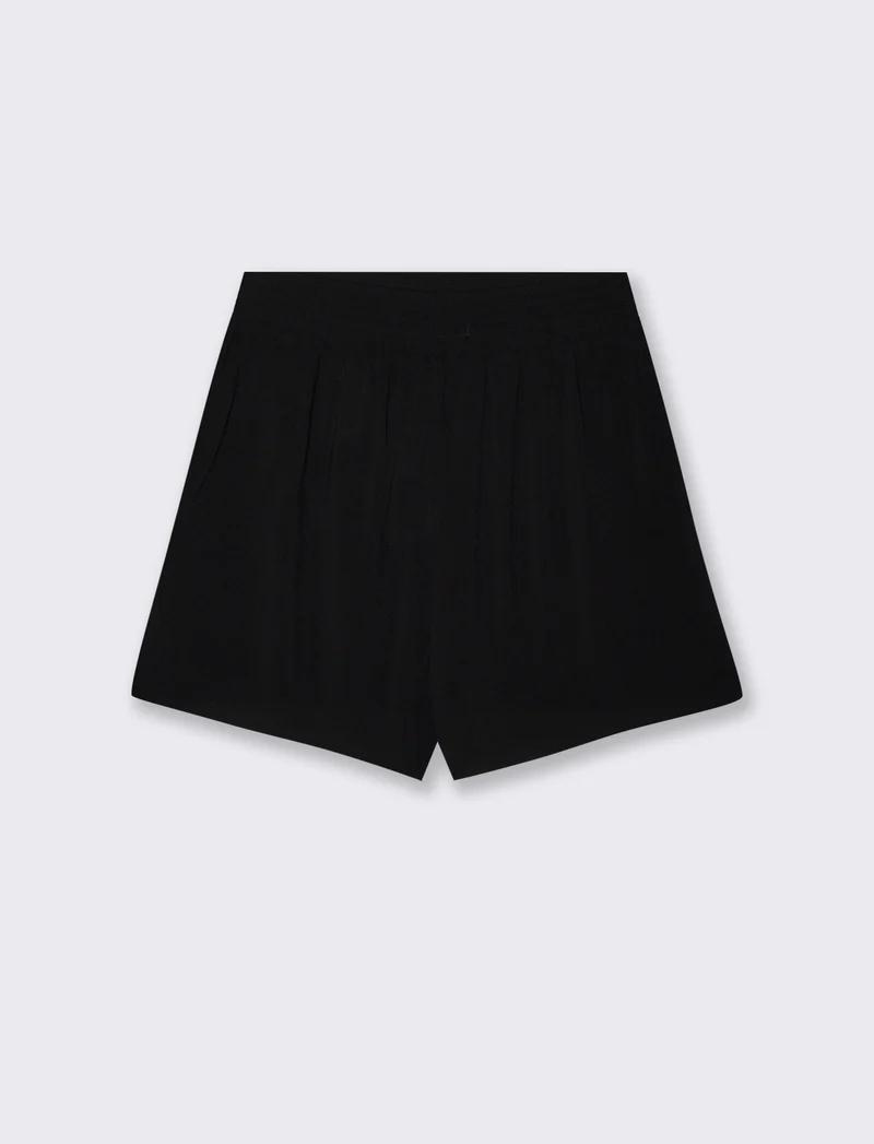 Short con elastico e coulisse in vita - Nero