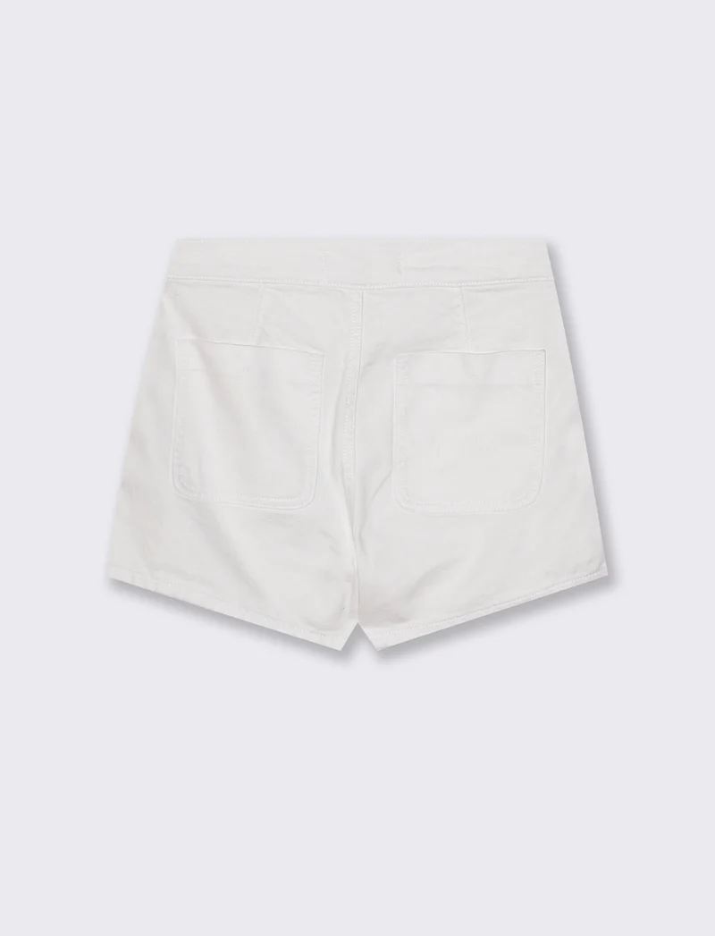 Short in cotone asimmetrico con tasche - Bianco