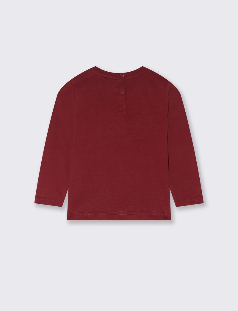 T shirt basica con stampa - Bordeaux