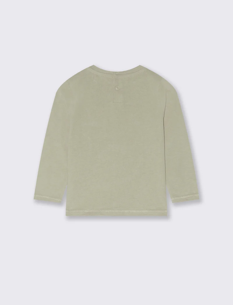 T shirt basica con stampa - Verde salvia