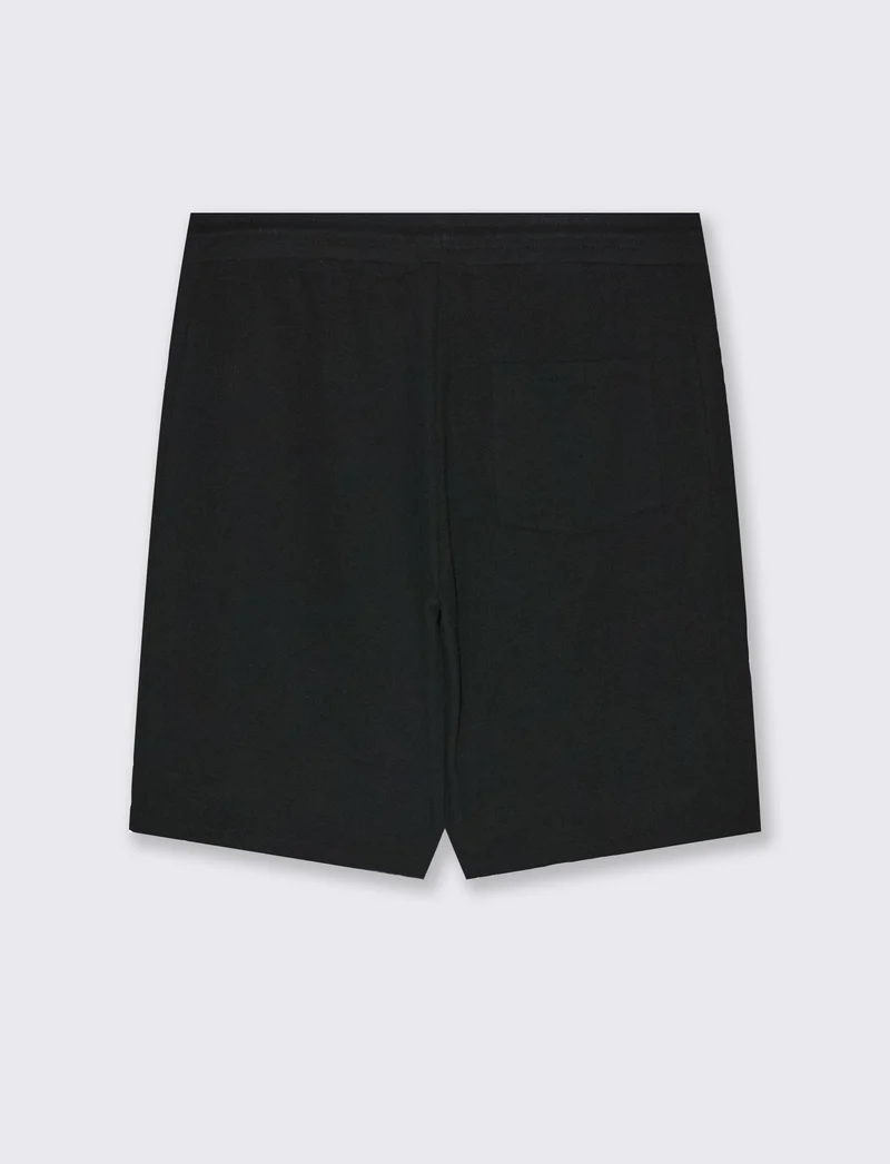 Bermuda in piquet con vita jogger da uomo - Nero