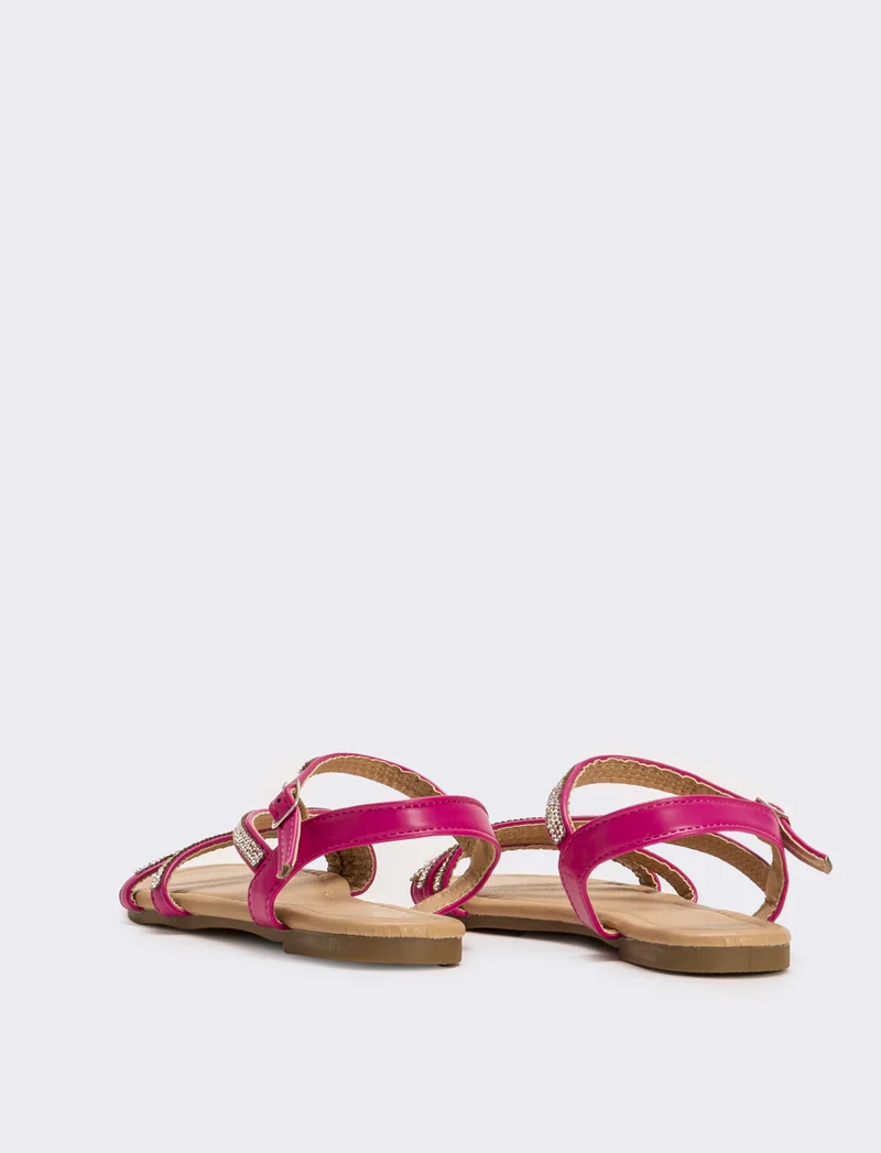 Sandalo da bambina con strass - Fuxia