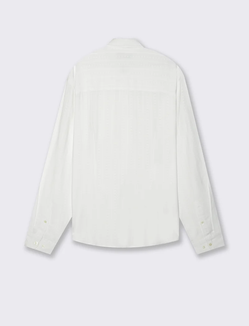 Camicia jacquard effetto riga da uomo - Bianco