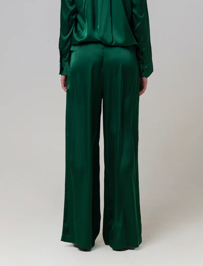 Pantalone con elastico e culisse da donna - Verde