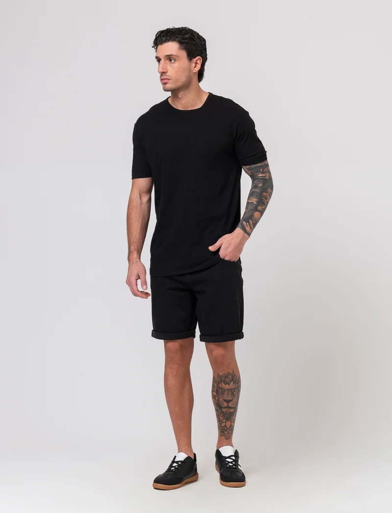 T-shirt con coulisse da uomo - Nero