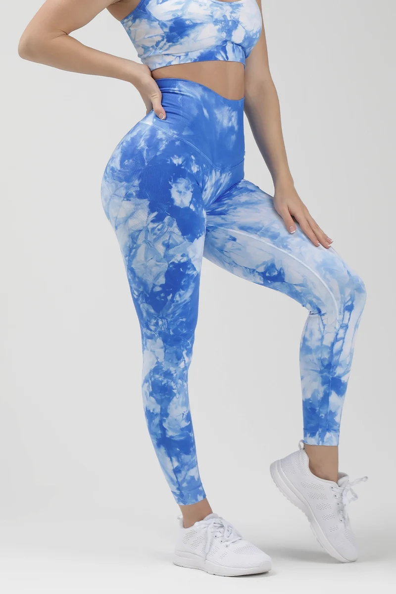 Leggings Push Up Maltinto Olimpo Azzurro Bianco