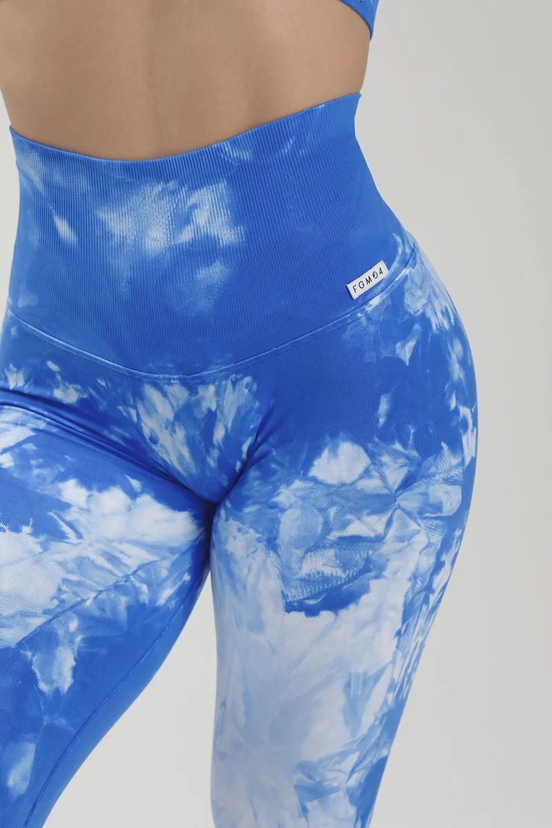 Leggings Push Up Maltinto Olimpo Azzurro Bianco