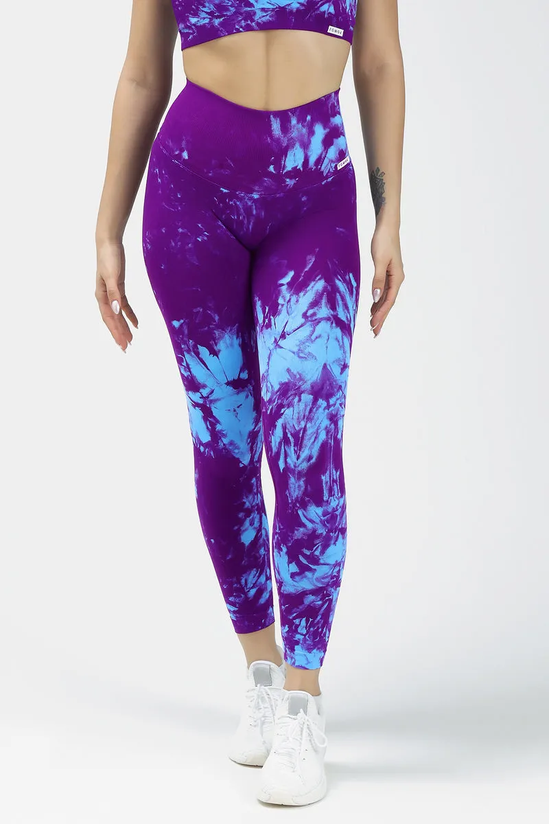 Leggings Push Up Maltinto Caos Azzurro Viola