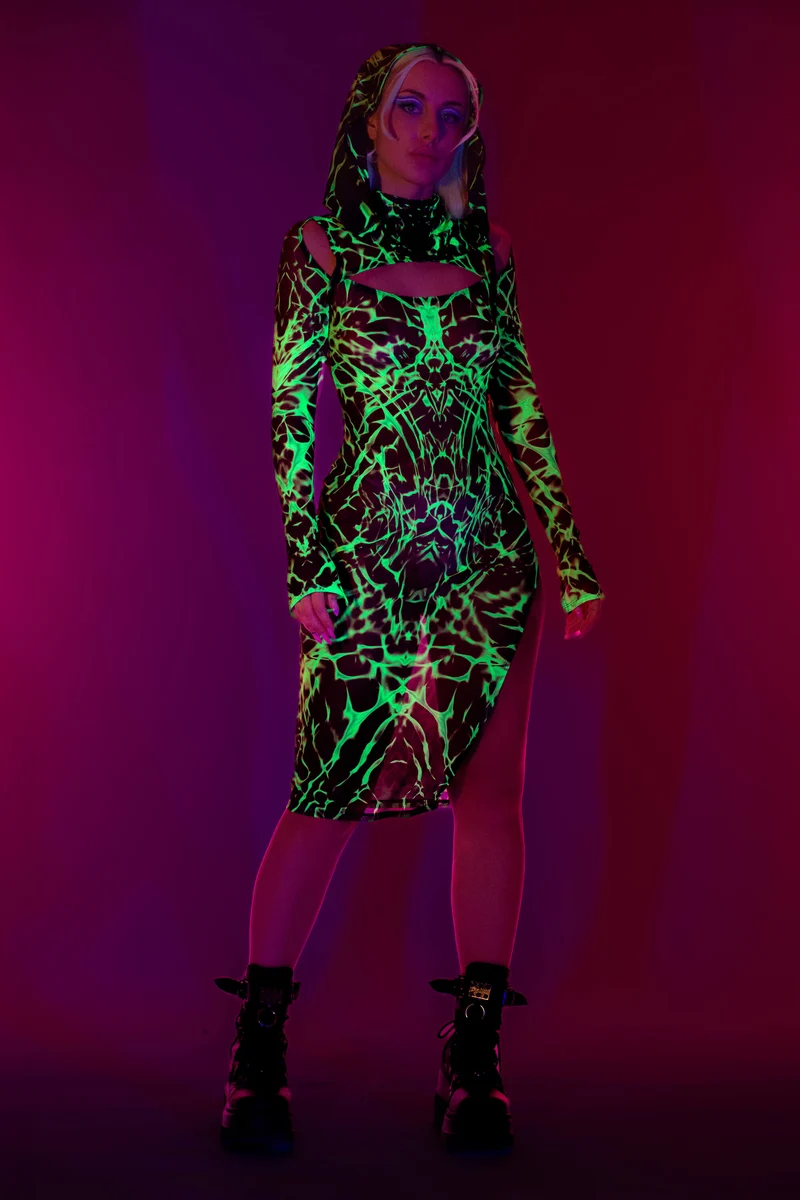 Distant Solace Mesh Hooded Dress