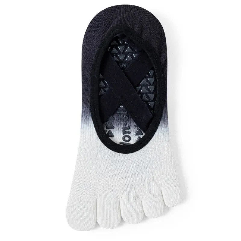 Olivenorma Gradient Fünf-Zehen-Yogasocken für Damen – Atmungsaktive Zehentrennungs-Socken mit rutschfester Sohle, ideal für Pilates und Barre, mit Silikonsohle und schweißableitenden Eigenschaften.
