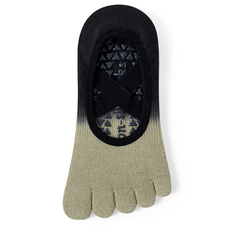 Olivenorma Gradient Fünf-Zehen-Yogasocken für Damen – Atmungsaktive Zehentrennungs-Socken mit rutschfester Sohle, ideal für Pilates und Barre, mit Silikonsohle und schweißableitenden Eigenschaften.
