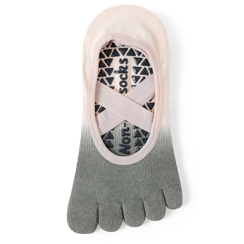Olivenorma Gradient Fünf-Zehen-Yogasocken für Damen – Atmungsaktive Zehentrennungs-Socken mit rutschfester Sohle, ideal für Pilates und Barre, mit Silikonsohle und schweißableitenden Eigenschaften.