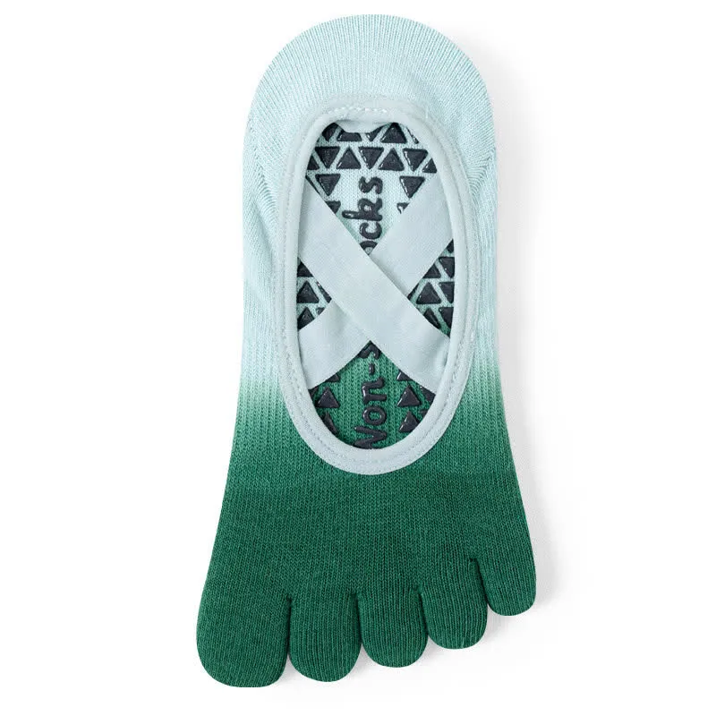 Olivenorma Gradient Fünf-Zehen-Yogasocken für Damen – Atmungsaktive Zehentrennungs-Socken mit rutschfester Sohle, ideal für Pilates und Barre, mit Silikonsohle und schweißableitenden Eigenschaften.