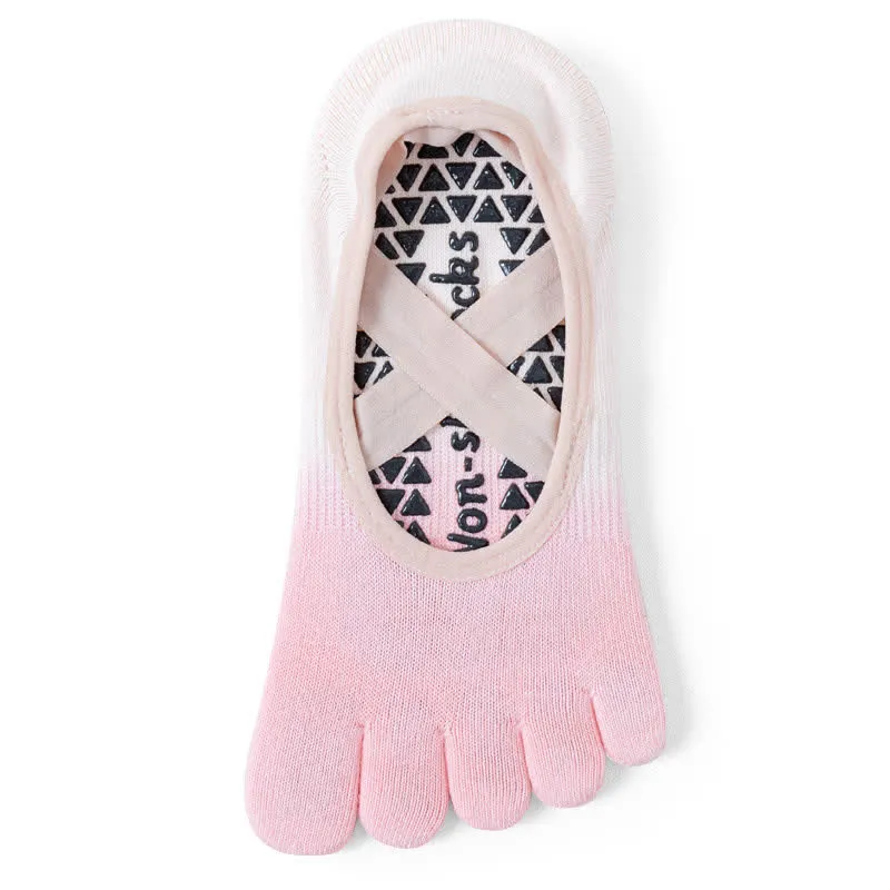 Olivenorma Gradient Fünf-Zehen-Yogasocken für Damen – Atmungsaktive Zehentrennungs-Socken mit rutschfester Sohle, ideal für Pilates und Barre, mit Silikonsohle und schweißableitenden Eigenschaften.