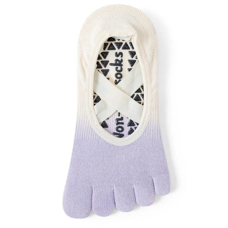 Olivenorma Gradient Fünf-Zehen-Yogasocken für Damen – Atmungsaktive Zehentrennungs-Socken mit rutschfester Sohle, ideal für Pilates und Barre, mit Silikonsohle und schweißableitenden Eigenschaften.