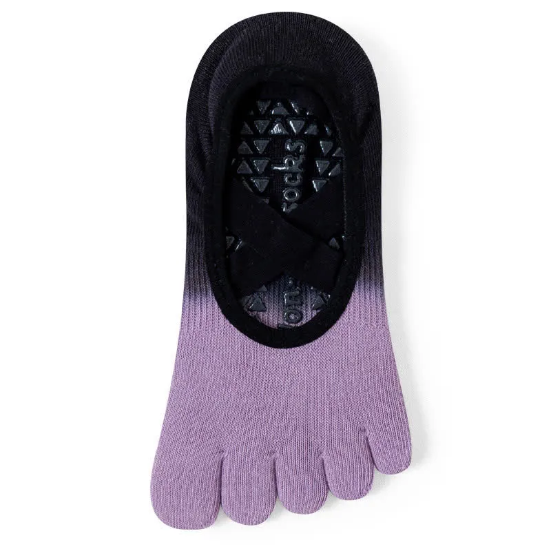 Olivenorma Gradient Fünf-Zehen-Yogasocken für Damen – Atmungsaktive Zehentrennungs-Socken mit rutschfester Sohle, ideal für Pilates und Barre, mit Silikonsohle und schweißableitenden Eigenschaften.