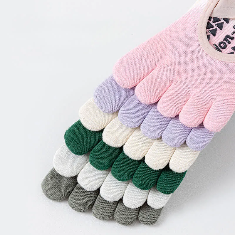 Olivenorma Gradient Fünf-Zehen-Yogasocken für Damen – Atmungsaktive Zehentrennungs-Socken mit rutschfester Sohle, ideal für Pilates und Barre, mit Silikonsohle und schweißableitenden Eigenschaften.