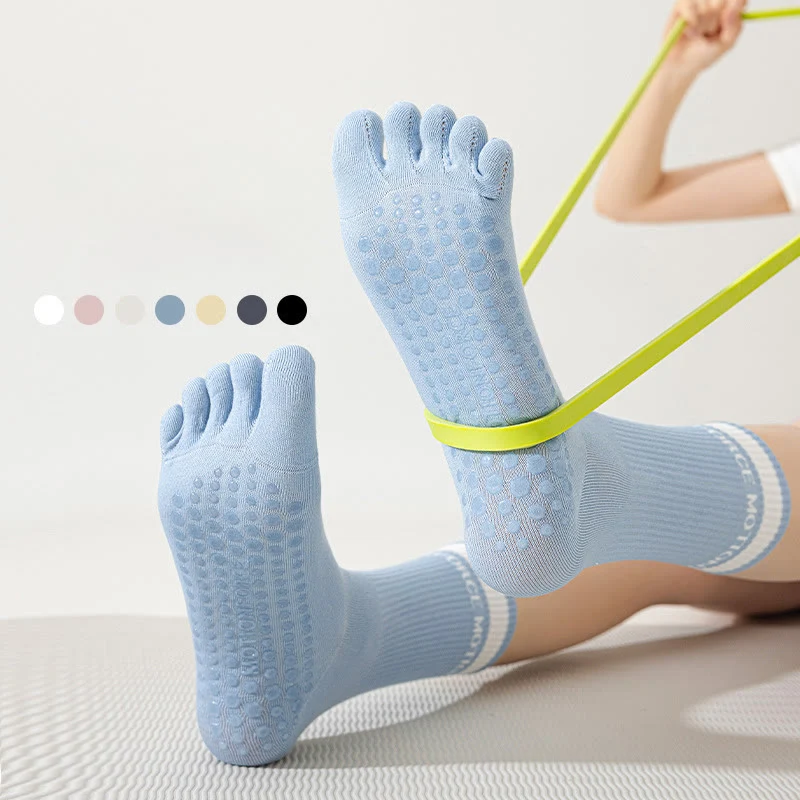 Olivenorma Silikon-Zehensocken mit rutschfester Zehentrennung, mittelhoch, für Pilates, Barre und Fitness, atmungsaktiv, mit fünf Zehen für optimalen Halt, Yoga-Socken