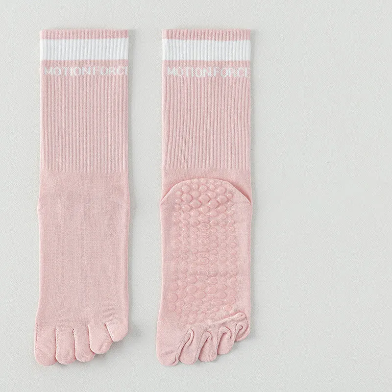 Olivenorma Silikon-Zehensocken mit rutschfester Zehentrennung, mittelhoch, für Pilates, Barre und Fitness, atmungsaktiv, mit fünf Zehen für optimalen Halt, Yoga-Socken