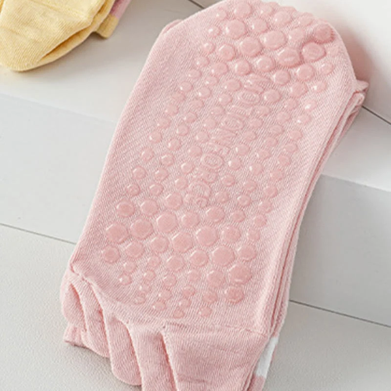 Olivenorma Silikon-Zehensocken mit rutschfester Zehentrennung, mittelhoch, für Pilates, Barre und Fitness, atmungsaktiv, mit fünf Zehen für optimalen Halt, Yoga-Socken