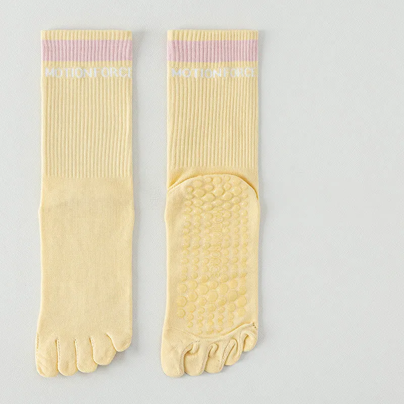 Olivenorma Silikon-Zehensocken mit rutschfester Zehentrennung, mittelhoch, für Pilates, Barre und Fitness, atmungsaktiv, mit fünf Zehen für optimalen Halt, Yoga-Socken