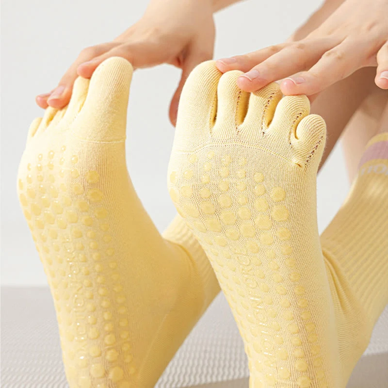 Olivenorma Silikon-Zehensocken mit rutschfester Zehentrennung, mittelhoch, für Pilates, Barre und Fitness, atmungsaktiv, mit fünf Zehen für optimalen Halt, Yoga-Socken