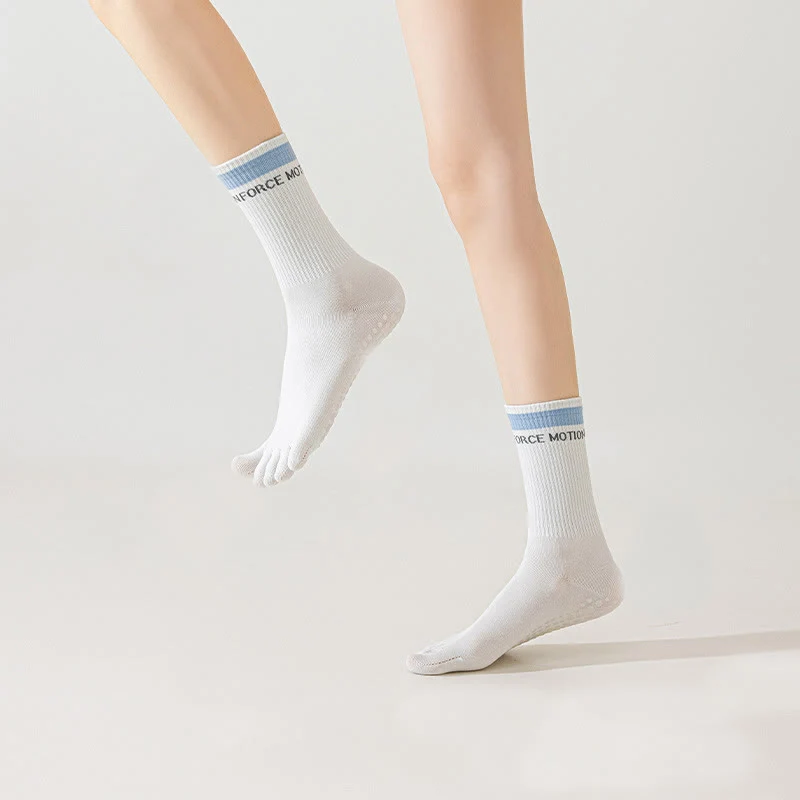 Olivenorma Silikon-Zehensocken mit rutschfester Zehentrennung, mittelhoch, für Pilates, Barre und Fitness, atmungsaktiv, mit fünf Zehen für optimalen Halt, Yoga-Socken