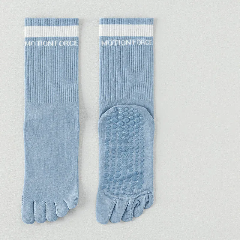 Olivenorma Silikon-Zehensocken mit rutschfester Zehentrennung, mittelhoch, für Pilates, Barre und Fitness, atmungsaktiv, mit fünf Zehen für optimalen Halt, Yoga-Socken