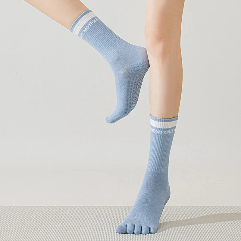 Olivenorma Silikon-Zehensocken mit rutschfester Zehentrennung, mittelhoch, für Pilates, Barre und Fitness, atmungsaktiv, mit fünf Zehen für optimalen Halt, Yoga-Socken