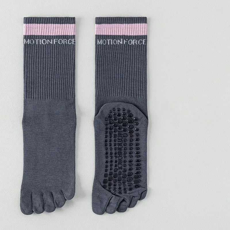 Olivenorma Silikon-Zehensocken mit rutschfester Zehentrennung, mittelhoch, für Pilates, Barre und Fitness, atmungsaktiv, mit fünf Zehen für optimalen Halt, Yoga-Socken