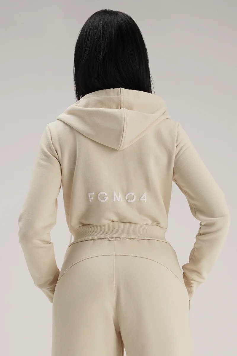 Felpa Crop Con Cappuccio Ikonic Burro