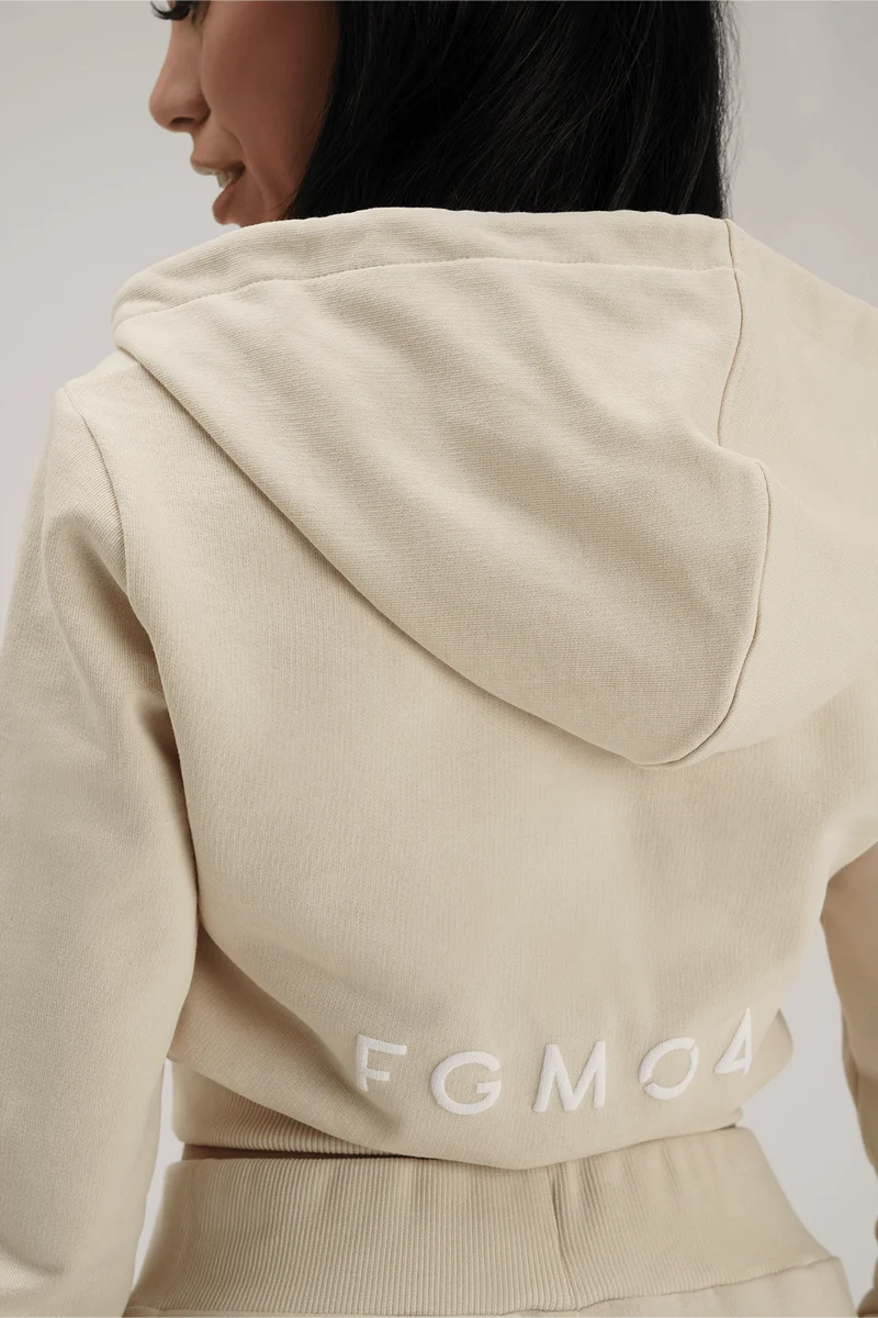 Felpa Crop Con Cappuccio Ikonic Burro