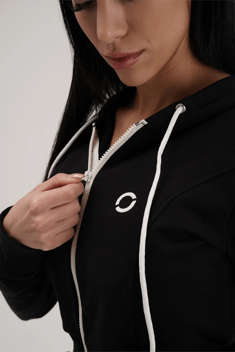 Felpa Crop Con Cappuccio Ikonic Nero