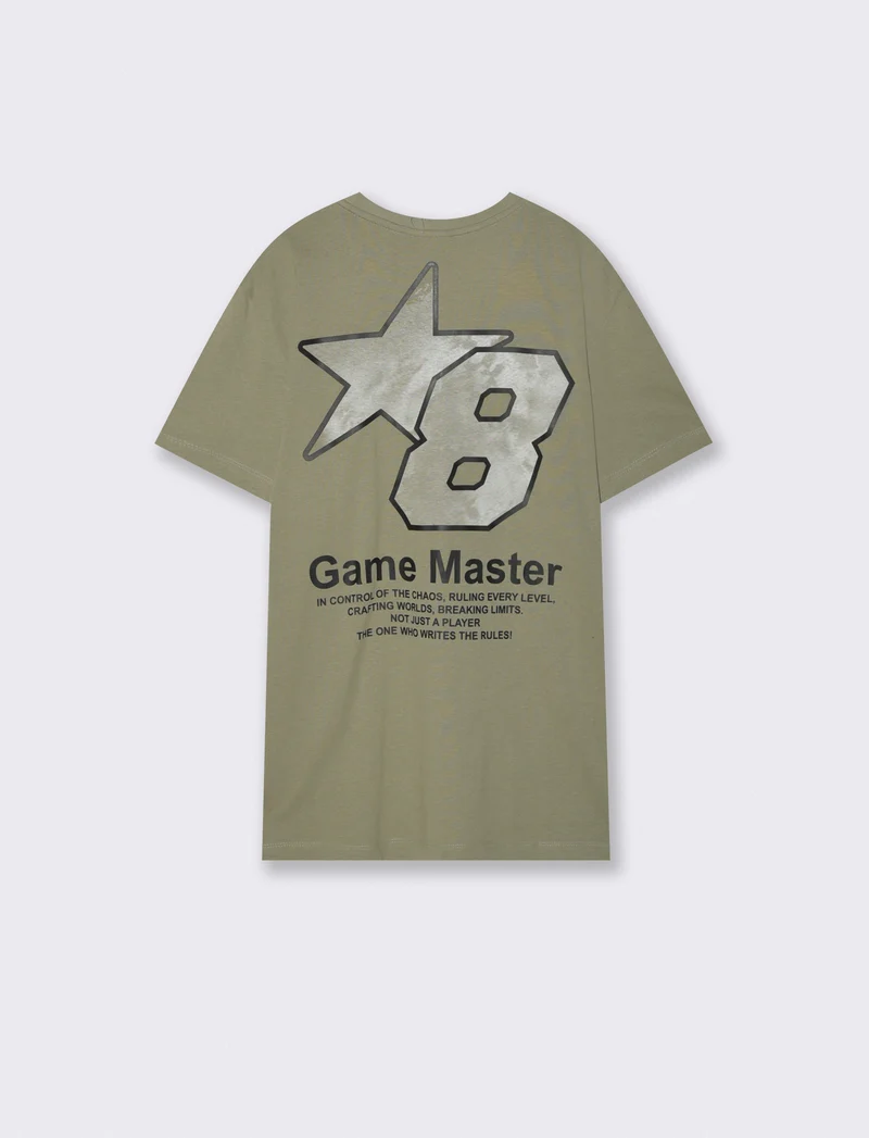 T-shirt girocollo con stampe mimetiche - Verde salvia