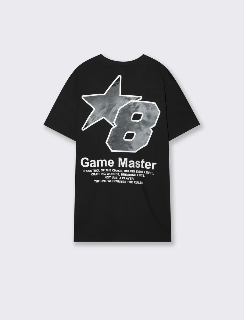 T-shirt girocollo con stampe mimetiche - Nero