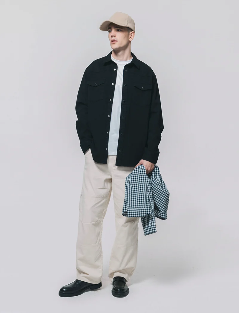 Camicia in denim colorato regular fit - Nero
