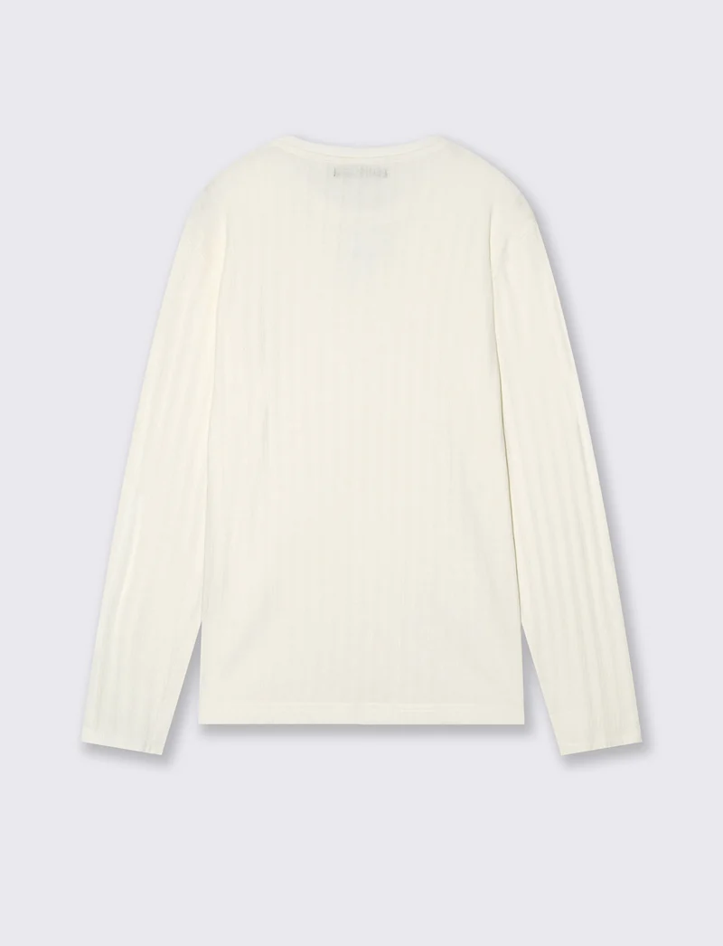 Maglia girocollo jacquard maniche lunghe - Beige ecru