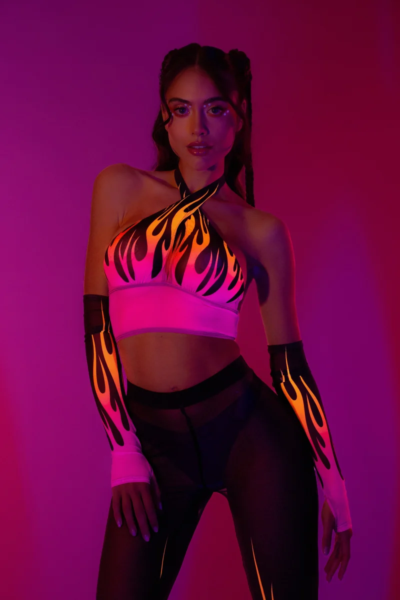 Firestarter Magenta Criss Cross Mesh Top