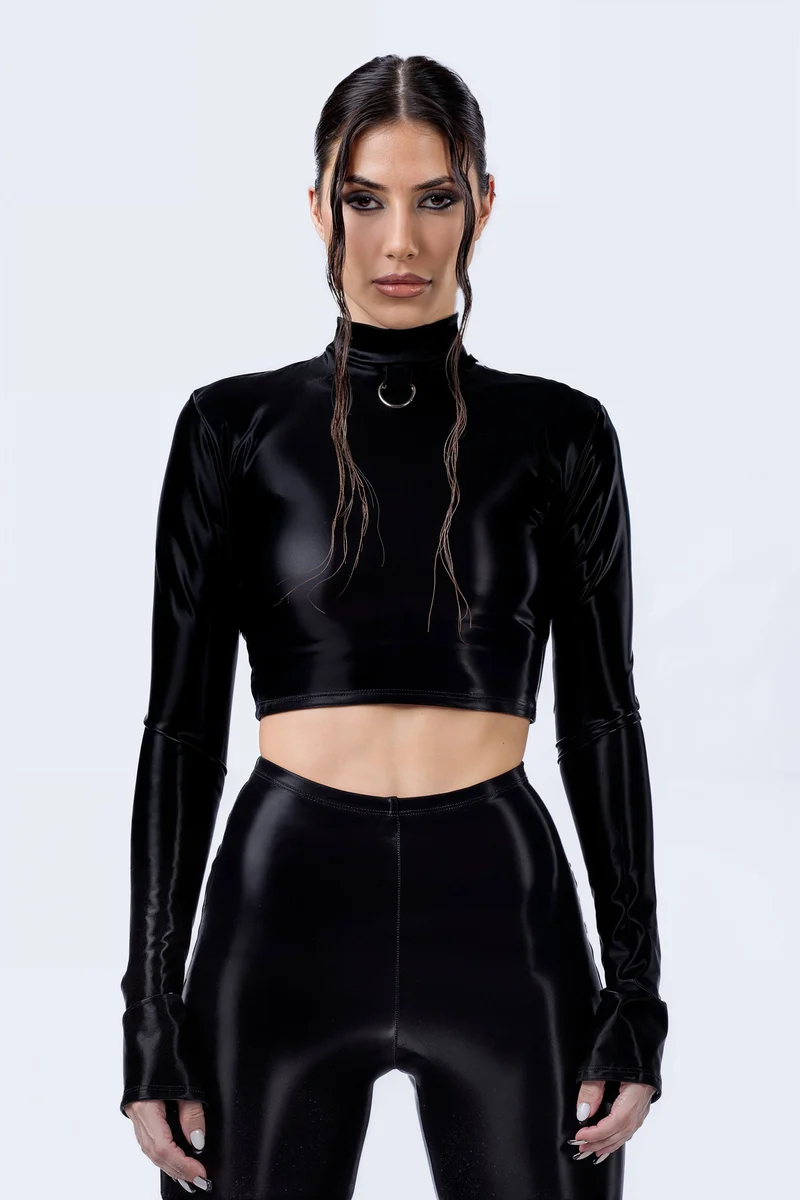 Starved For Glamour Long Sleeve Crop Top